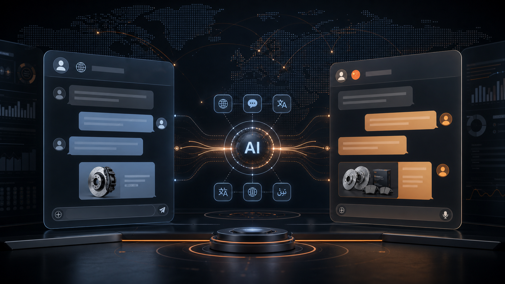 AI multilingual inquiry workflow connecting overseas buyers and Chinese sales teams